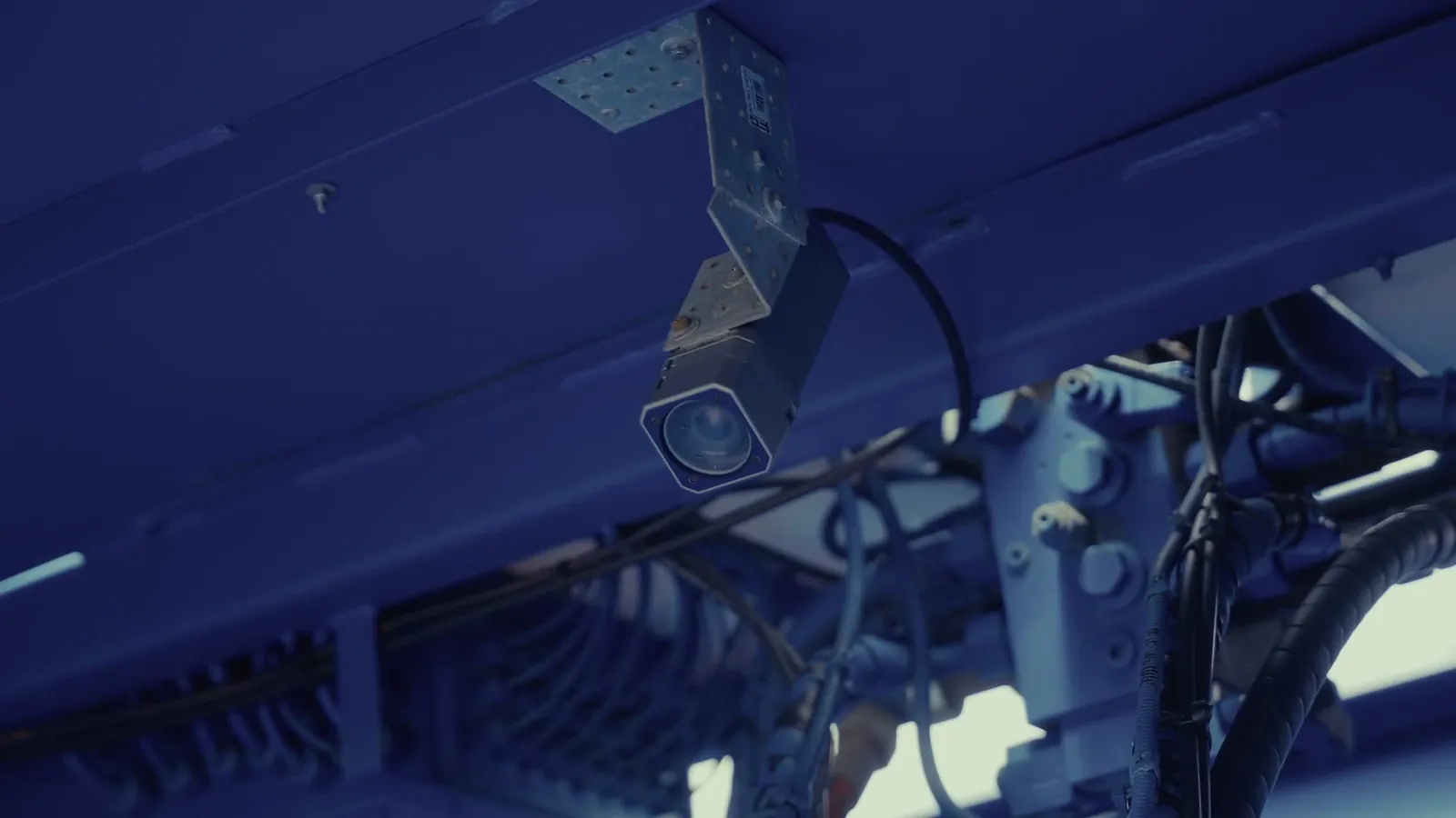 Industrial D4T camera in rugged housing on a refuse truck
